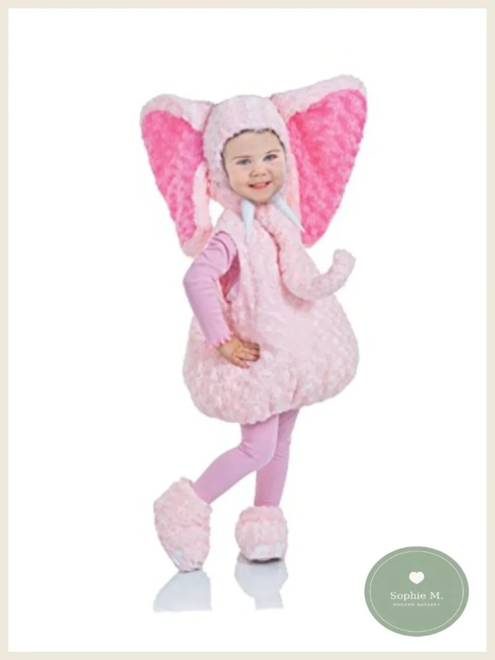 Toddler Pink Elephant Halloween Costume Plush Velcro Dress-Up